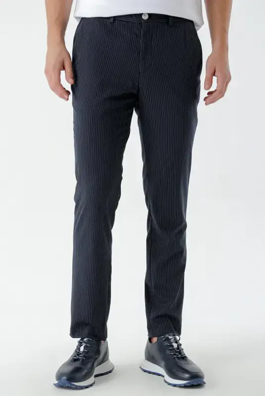 Modazone Erkak Lochivart Poliviscon Trend Chiziqli Slim Fit Klassik Shim - MORVEN