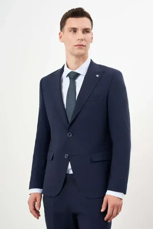 Modazone Erkak Lochivart Yunli Platinium Ekoseli Slim Fit Mono Yaka Takım Elbise - MORVEN
