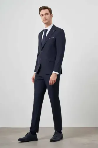 Modazone Erkak Lochivart Yunli Platinium Tuz Desen Slim Fit Sivri Yaka Takim Elbise - 1