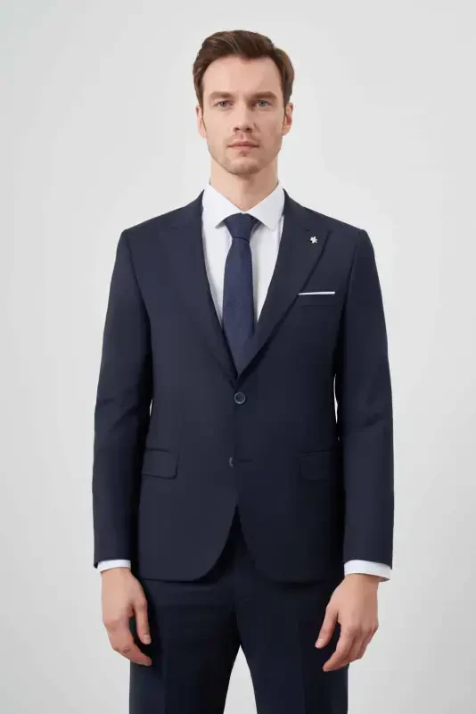 Modazone Erkak Lochivart Yunli Platinium Tuz Desen Slim Fit Sivri Yaka Takim Elbise - 2