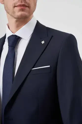 Modazone Erkak Lochivart Yunli Platinium Tuz Desen Slim Fit Sivri Yaka Takim Elbise - 4