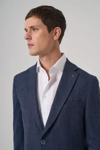 Modazone Erkak Marine Poliviskon Trend Naqshli Dynamic Fit Mono Yoqali Kurtka - 3