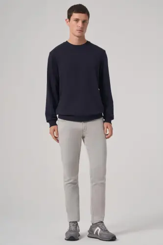 Modazone Erkak Moviy Asosiy Velosiped Yoqali Sweatshirt - 5