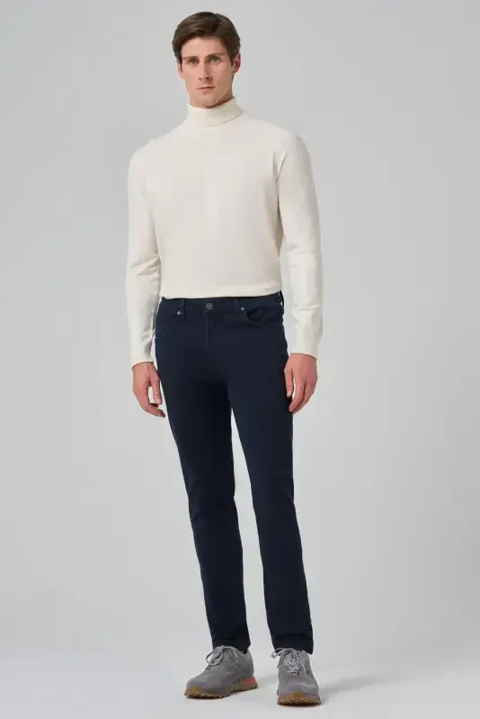 Modazone Erkak Moviy Denim 5 cho'ntak Slim Fit Jinsi Shim - 2