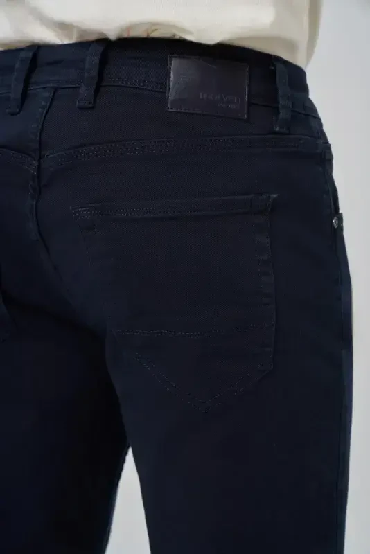 Modazone Erkak Moviy Denim 5 cho'ntak Slim Fit Jinsi Shim - 5