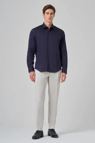 Modazone Erkak Moviy Dynamic Fit Qattiq Yoqali Ko'ylak - 4