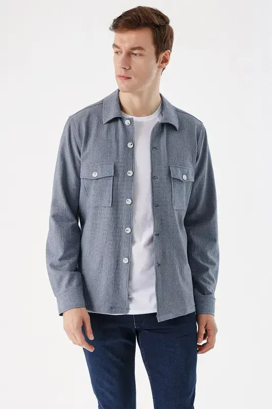 Modazone Erkak Moviy Kos Gofre Worker Dinamik Fit Mont - 3