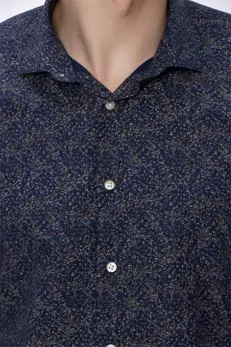 Modazone Erkak Moviy Microcotton Bosmali Slim Fit Ko'ylak - 6