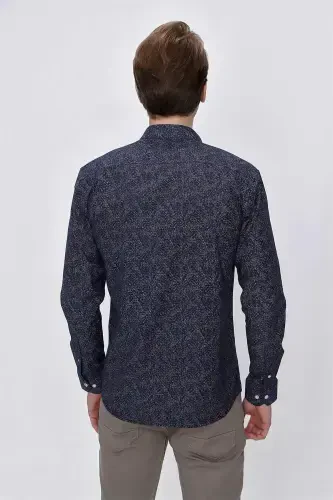 Modazone Erkak Moviy Microcotton Bosmali Slim Fit Ko'ylak - 7