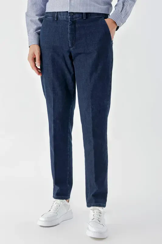 Modazone Erkak Moviy Paxta Yon Cho'ntak Dynamic Fit Chino Shim - 1