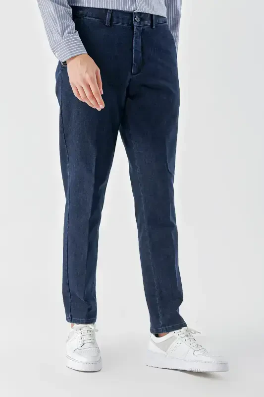 Modazone Erkak Moviy Paxta Yon Cho'ntak Dynamic Fit Chino Shim - 3