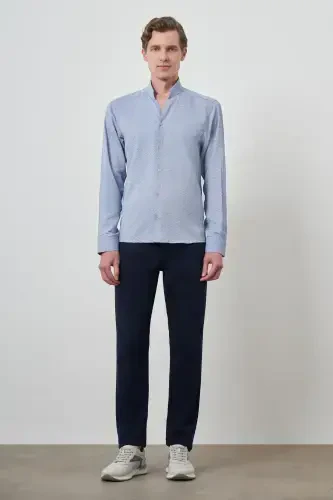 Modazone Erkak Moviy Slim Fit Tik Yoqa Ko'ylak - MORVEN (1)