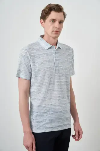 Modazone Erkak Moviy Trend Dinamik Fit Polo Yoqali T-Shirt - 2