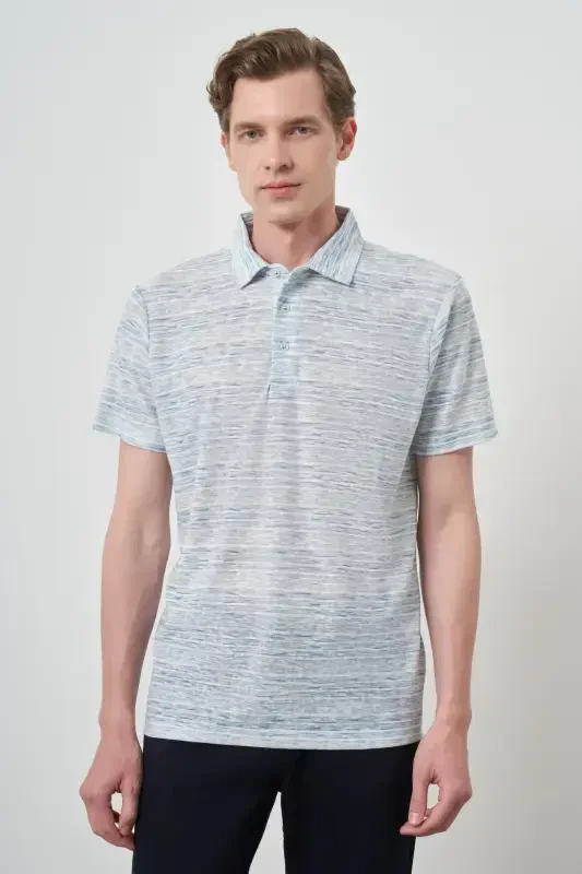 Modazone Erkak Moviy Trend Dinamik Fit Polo Yoqali T-Shirt - 4