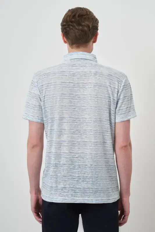 Modazone Erkak Moviy Trend Dinamik Fit Polo Yoqali T-Shirt - 5