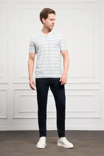 Modazone Erkak Moviy Trend Dynamic Fit Qulay Kesimli Polo Yoqali Futbolka - 2