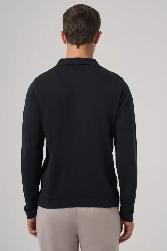 Modazone Erkak Moviy Trend Polo Yoqali Ko'ylak Triko - 5