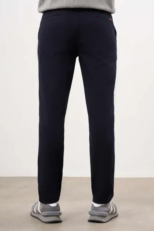 Modazone Erkak Moviy Yozgi Paxta Yon Cho'ntak Slim Fit Chino Shim - 3