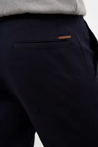 Modazone Erkak Moviy Yozgi Paxta Yon Cho'ntak Slim Fit Chino Shim - 4