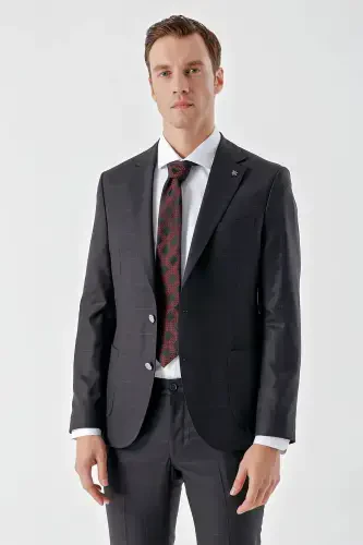 Modazone Erkak Murdum Poliviskon Trend Ekoseli Slim Fit Mono Yaka Takım Elbise - 4