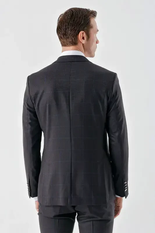 Modazone Erkak Murdum Poliviskon Trend Ekoseli Slim Fit Mono Yaka Takım Elbise - 8