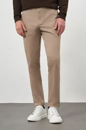 Modazone Erkak OCHIQ QAHVA Paxta Yon cho'ntak Slim Fit Chino Shim - MORVEN (1)