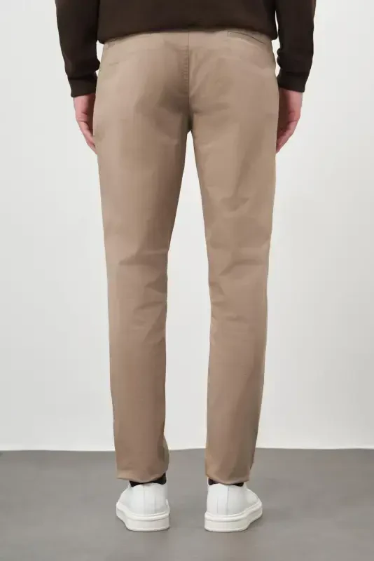 Modazone Erkak OCHIQ QAHVA Paxta Yon cho'ntak Slim Fit Chino Shim - 5