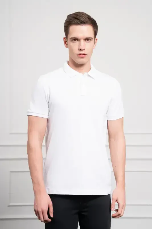 Modazone Erkak Oq Basic Polo Yoqali Dynamic Fit T-Shirt - 4