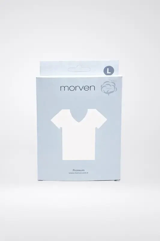 Modazone Erkak Oq Basic V Yoqa 100% Paxta Mayka Fanila - 5