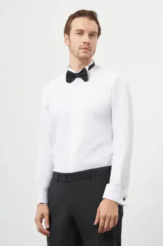 Modazone Erkak Oq Manjetli Slim Fit Ota Yaka Ko'ylak - 3