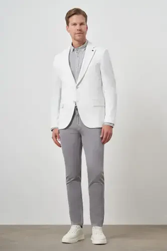 Modazone Erkak Oq O'rma Naqshli Mono Yoqali Slim Fit Kurtka - 2