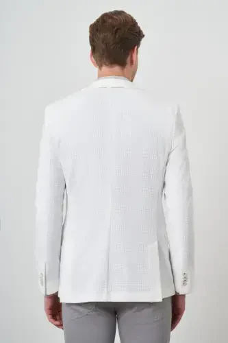 Modazone Erkak Oq O'rma Naqshli Mono Yoqali Slim Fit Kurtka - 4