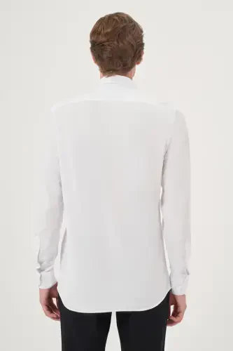 Modazone Erkak Oq O'rma Slim Fit Tugmali Yoqali Ko'ylak - 5