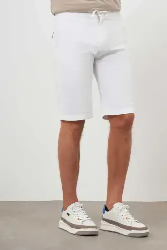 Modazone Erkak Oq Paxta Tekis Naqsh Dynamic Fit Short - MORVEN (1)