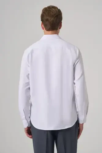 Modazone Erkak Oq Polyester Trendli naqshli Dynamic Fit İtaliya Yoqali Ko'ylak - 5