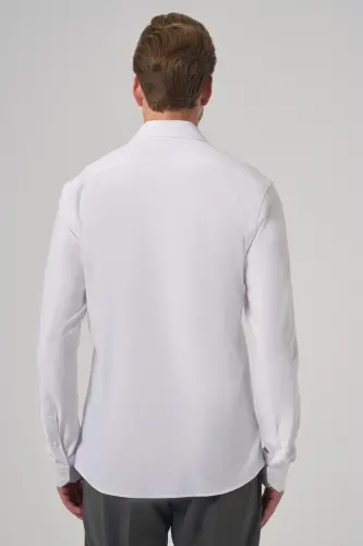 Modazone Erkak Oq Trend Toʻgʻri Slim Fit Toʻliq Italyan Yoqa Koʻylak - 5