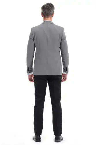 Modazone Erkak O'rta Kulrang Brodvey Slim Fit Kuyovlik Kostyumi - 5