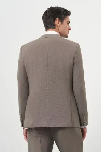 Modazone Erkak QAHVA Jun Slim Fit Mono Yoqali Kostyum - 5