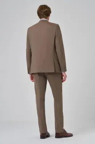 Modazone Erkak QAHVA Junli Slim Fit Mono Yoqali Kostyum - 5