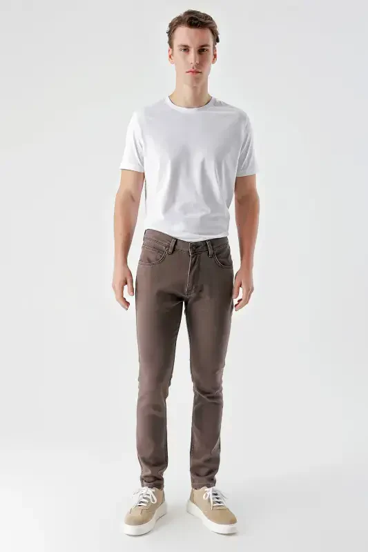 Modazone Erkak QAHVA Mavsumiy Paxta 5 Cho'ntak Slim Fit Jean Shim - 6