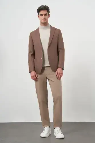 Modazone Erkak QAHVA To'quv Slim Fit Mono Yoqa Kurtka - 4