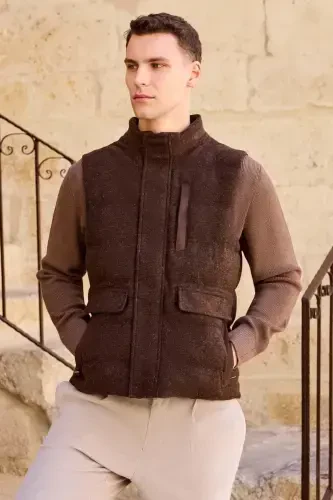 Modazone Erkak QAHVA Trend Junli Dinamik Fit Shishirma Yelek - 1