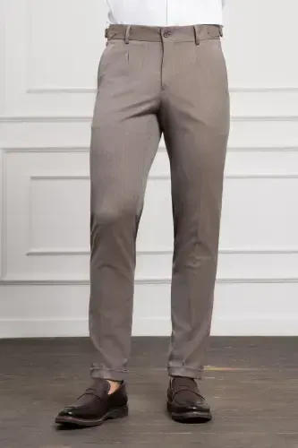 Modazone Erkak QAHVA Trend Slim Fit Tor Qismli Burmali Shim - 1