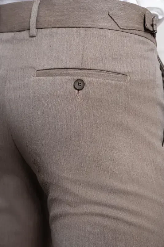 Modazone Erkak QAHVA Trend Slim Fit Tor Qismli Burmali Shim - 4