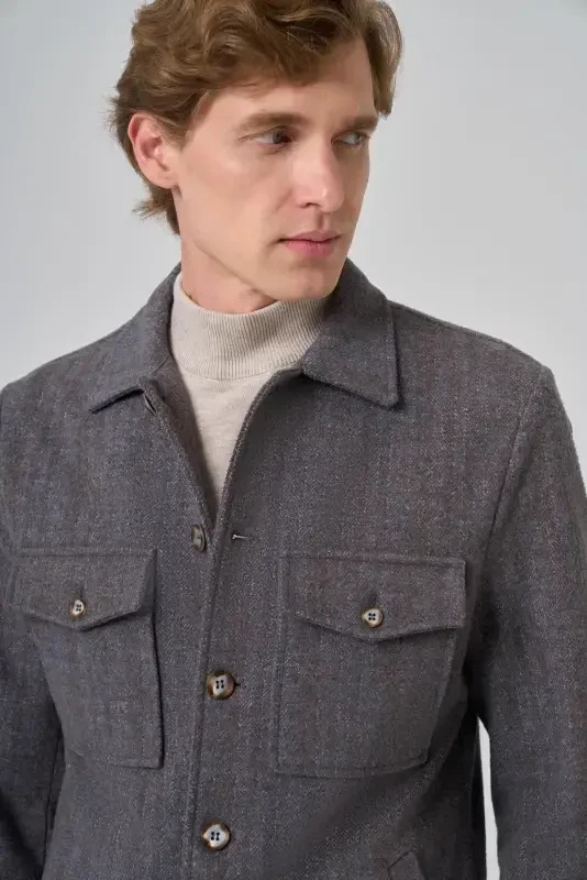 Modazone Erkak QAHVA Worker Ko'ylak Kurtka - 4