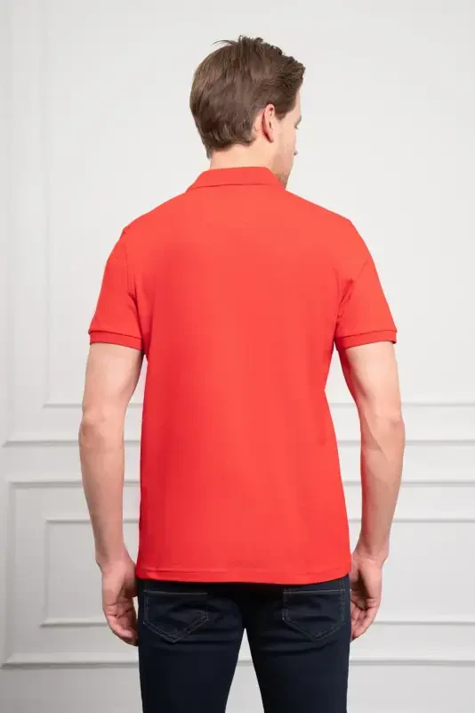 Modazone Erkak Qizil Asosiy Polo Yoqali Dynamic Fit T-ko'ylak - 6