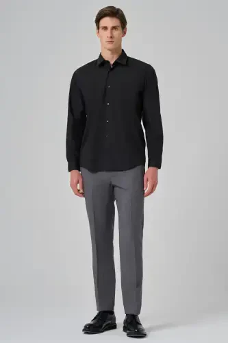 Modazone Erkak Qora Basic Regular Fit Qattiq Yoqali Ko'ylak - 3