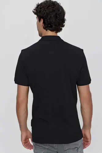 Modazone Erkak Qora Basic Tekis 100% Paxta Battal Keng Kesimli Qisqa Yengli Polo Yoqali Ko'ylak - 6