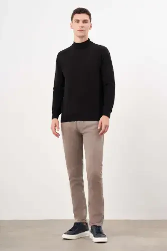 Modazone Erkak Qora Basic Yarim Balikchi Yoqa Dynamic Fit Qulay Kesim Triko - 4