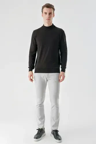 Modazone Erkak Qora Basic Yarim Balikchi Yoqa Dynamic Fit Qulay Kesim Triko - 5